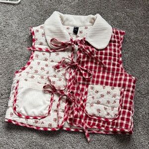 Cider Cream and Red Floral Vest